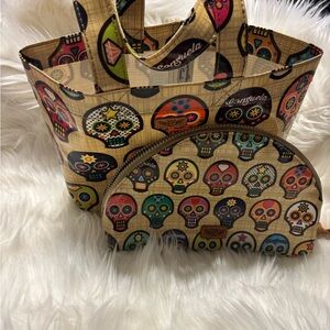 Consuela Sugar Skulls Mini Go Tote and Cosmetic Pouch